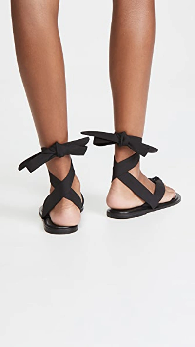 Shop Ganni Puffy Wrap Sandals In Black