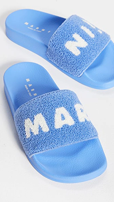 Shop Marni Ciabatta Slide Sandals In Sky/lily White