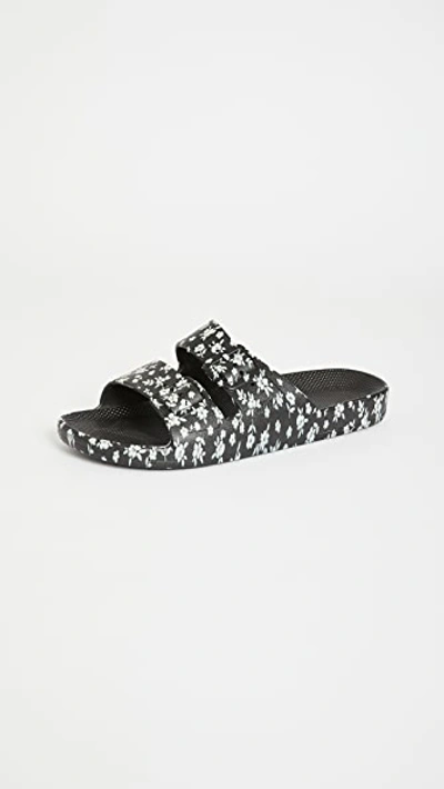 Shop Freedom Moses Moses Two Band Slides In Lily Rose/black