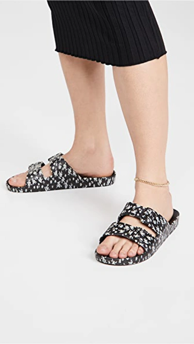 Shop Freedom Moses Moses Two Band Slides In Lily Rose/black