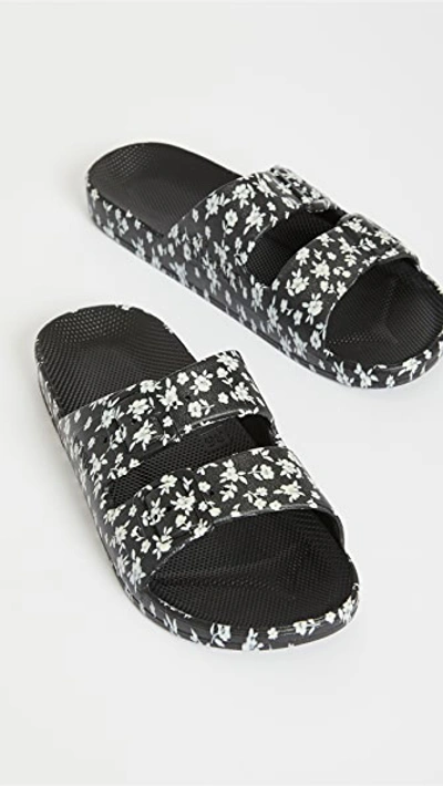 Shop Freedom Moses Moses Two Band Slides In Lily Rose/black