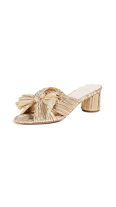 Shop Loeffler Randall Emilia Pleated Bow Sandals Gold