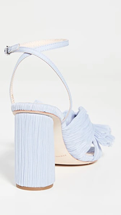 Loeffler Randall Camellia Pleated Bow Heel With Ankle Strap Blue In Blue