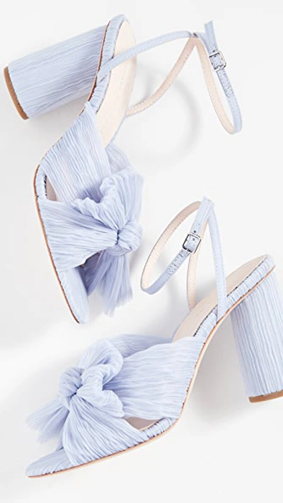 Loeffler Randall Camellia Pleated Bow Heel With Ankle Strap Blue In Blue