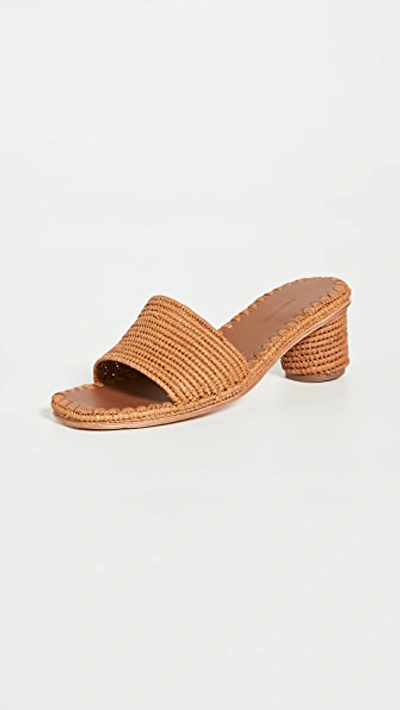 Shop Carrie Forbes Bou Heeled Mules Cognac