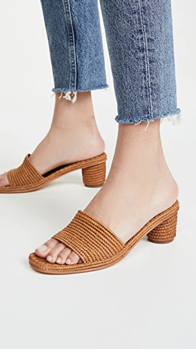 Shop Carrie Forbes Bou Heeled Mules Cognac