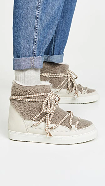 Shop Inuikii Curly Shearling Sneakers In Taupe