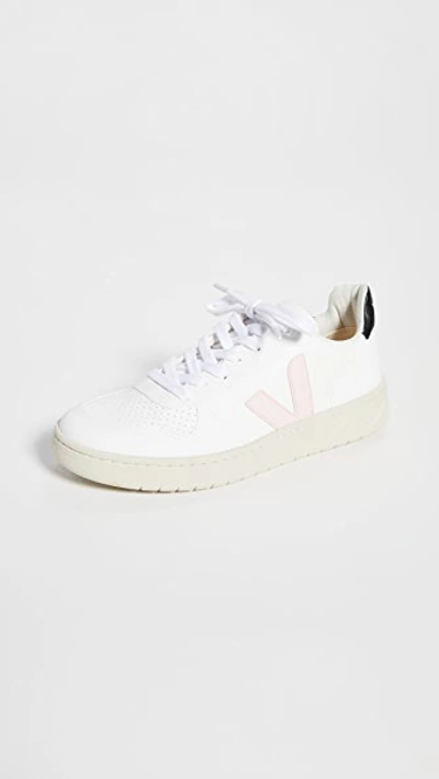 Shop Veja V-10 Sneakers In White/petal/black