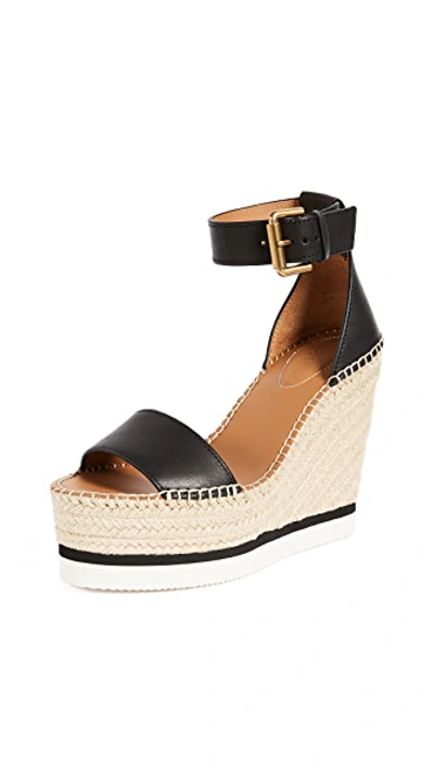 Shop See By Chloé Glyn Wedge Espadrilles Nero