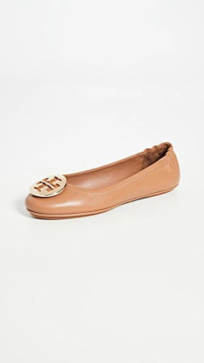 Tory Burch Minnie Travel Ballet Flats In Royal Tan/gold