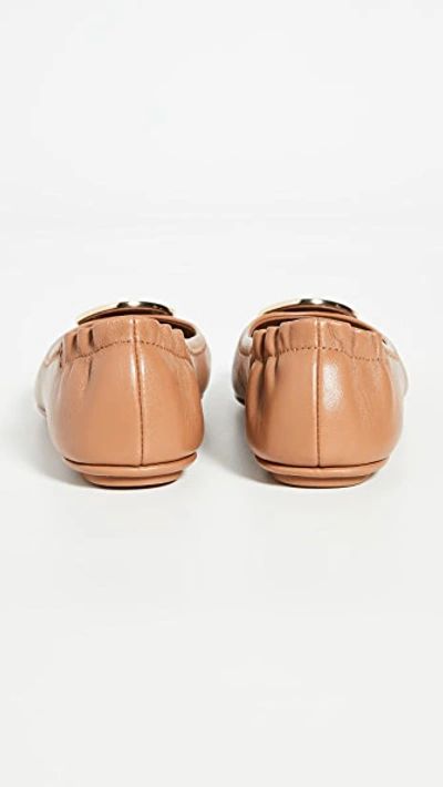 Tory Burch Minnie Travel Ballet Flats In Royal Tan/gold