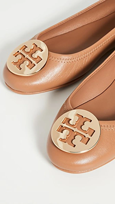 Tory Burch Minnie Travel Ballet Flats In Royal Tan/gold