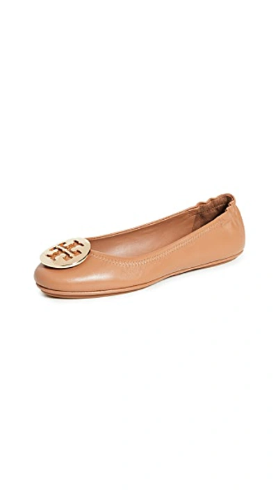Tory Burch Minnie Travel Ballet Flats In Royal Tan/gold