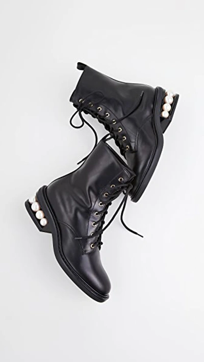 Shop Nicholas Kirkwood Casati Pearl Combat Boots In Black