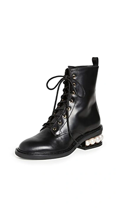 Shop Nicholas Kirkwood Casati Pearl Combat Boots In Black