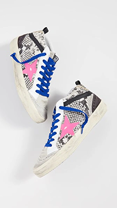 Shop Golden Goose Mid Star Sneakers In Snake/fuxia