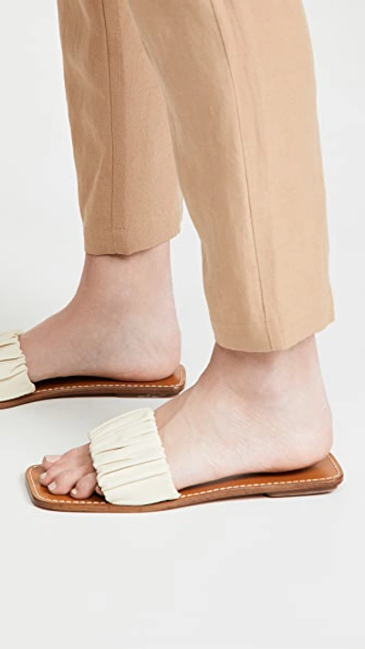 Staud Nina Ruched Sandals In Cream/tan