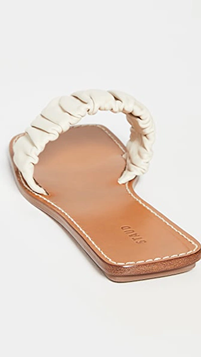 Staud Nina Ruched Sandals In Cream/tan