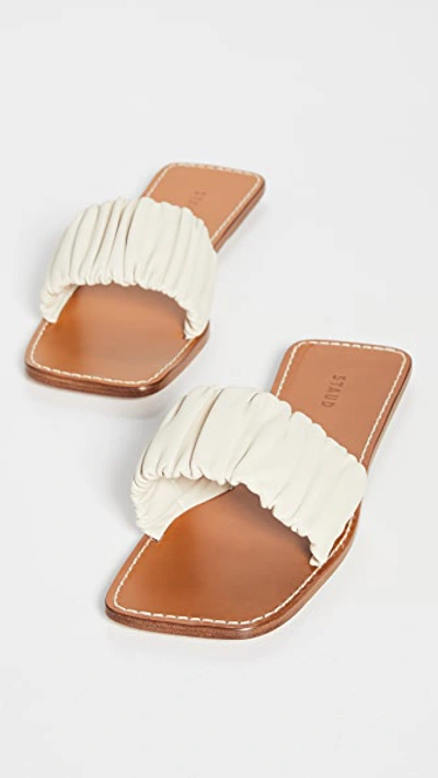 Staud Nina Ruched Sandals In Cream/tan