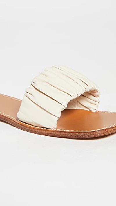 Staud Nina Ruched Sandals In Cream/tan