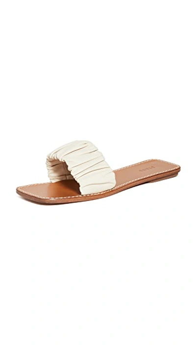 Staud Nina Ruched Sandals In Cream/tan
