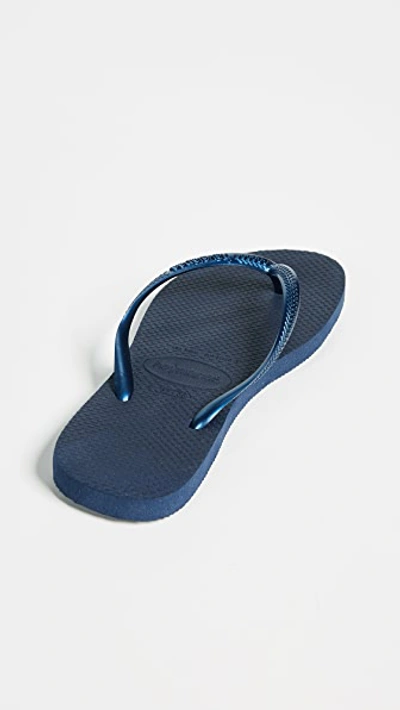 Shop Havaianas Slim Flip Flops In Navy