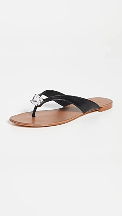 Shop Alexandre Birman Antonia Crystal Flat Sandals In Black/crystal