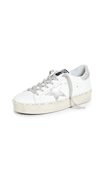 Shop Golden Goose Hi Star Sneakers White/silver 41