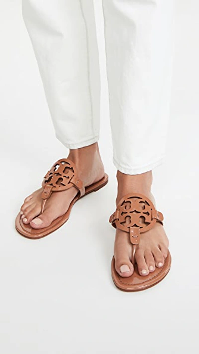 Tory Burch Miller Soft Leather Thong Sandals In Tan