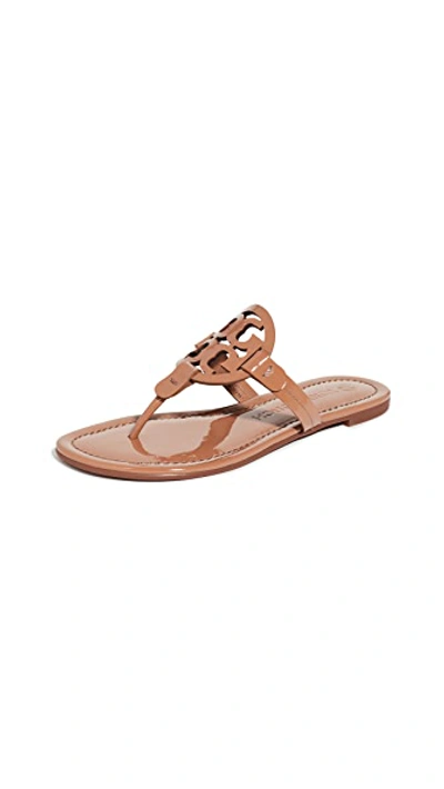 Tory Burch Miller Soft Leather Thong Sandals In Tan