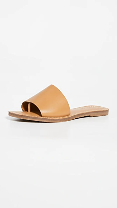 Shop Madewell The Boardwalk Post Slide Sandals In Desert Camel