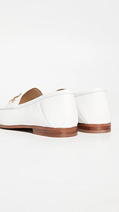 Sam Edelman Loraine Embellished Leather Collapsible-heel Loafers In Bright White