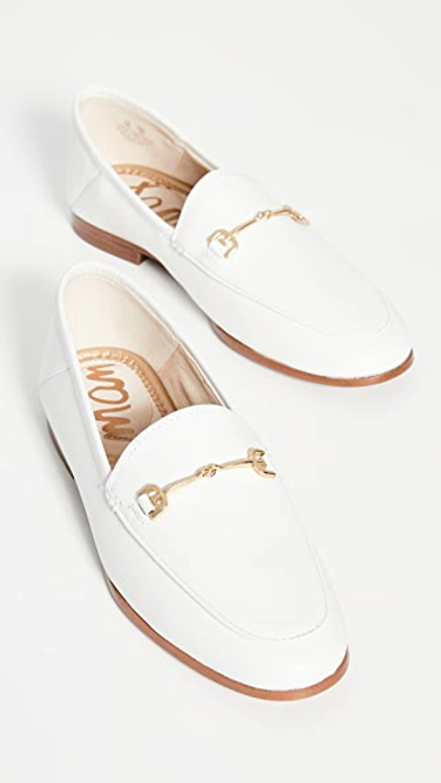 Sam Edelman Loraine Embellished Leather Collapsible-heel Loafers In Bright White