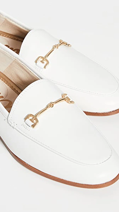 Sam Edelman Loraine Embellished Leather Collapsible-heel Loafers In Bright White