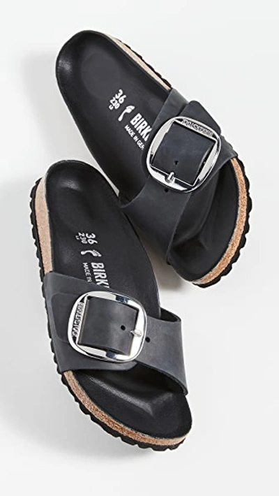 Birkenstock Madrid Big Buckle Slides In Black