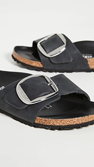 Birkenstock Madrid Big Buckle Slides In Black