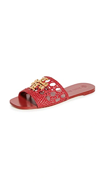 Tory Burch Eleanor Logo Detail Leather Sandals In Red | ModeSens