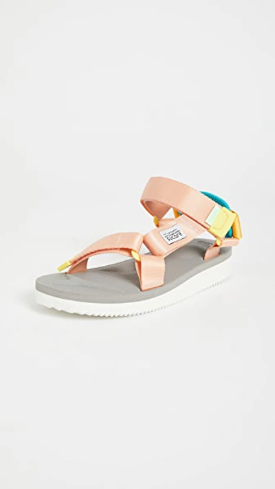 Shop Suicoke Depa-cab Sandals In Pink/grey