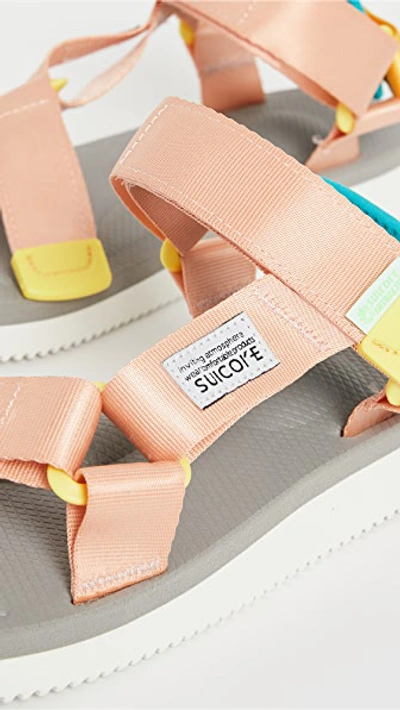 Shop Suicoke Depa-cab Sandals In Pink/grey