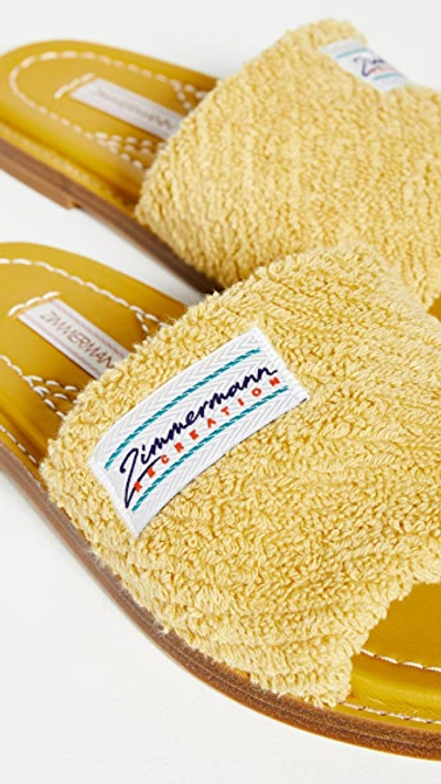 Shop Zimmermann Chubby Terry Towel Slides In Mustard