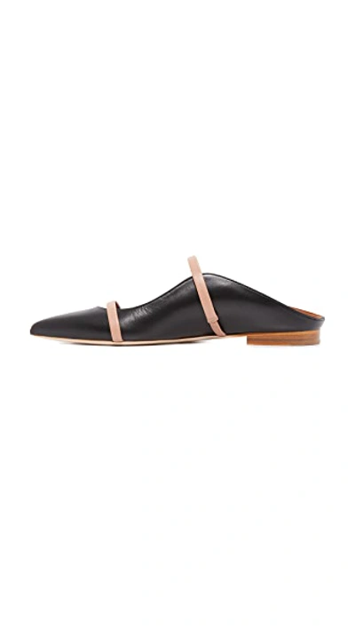 Shop Malone Souliers Maureen Flat Slides In Black/nude