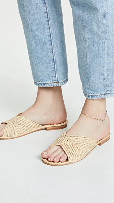 Carrie Forbes Salon Woven Raffia Slides In Natural