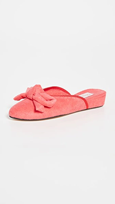 Shop Olivia Morris At Home Daphne Bow House Slippers In Coral Red