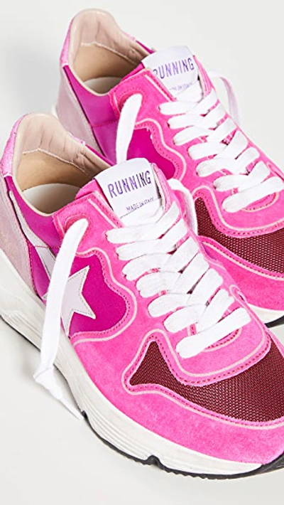 Shop Golden Goose Running Sole Sneakers In Fuchsia Pink Star Glitter