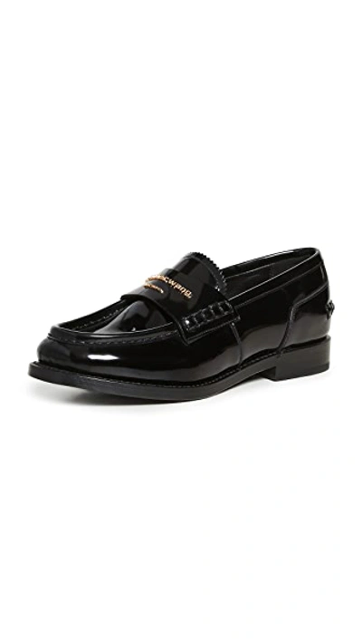 Shop Alexander Wang Carter Logo Letters Loafers