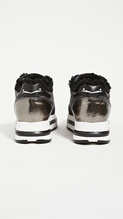 Voile Blanche Women's Maran Shearling Low Top Sneakers In Nero-grigio In Black/grey