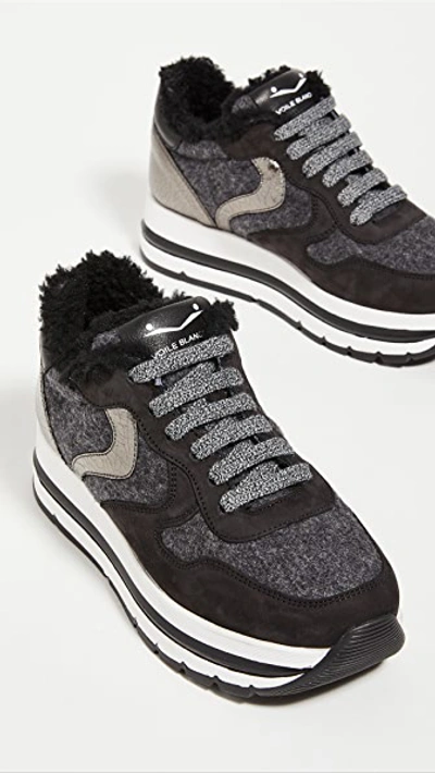 Voile Blanche Women's Maran Shearling Low Top Sneakers In Nero-grigio In Black/grey