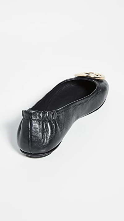 Tory Burch Claire Leather Ballet Flats In Perfect Black/gold