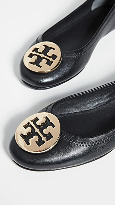 Tory Burch Claire Leather Ballet Flats In Perfect Black/gold