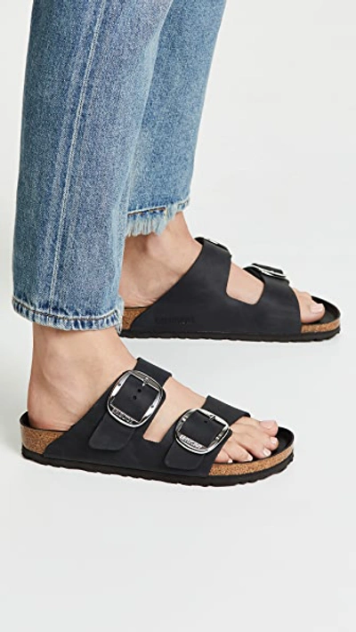 Birkenstock Arizona Big Buckle Birko Flor Womens Sandals In Black